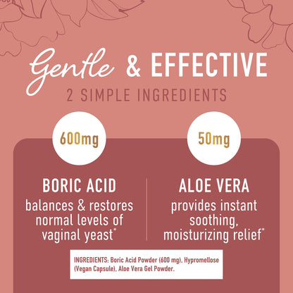 Boric Acid Suppositories for Women | 600mg | for pH Balance, Vaginal Odor & Itching | Feminine Intimate Health