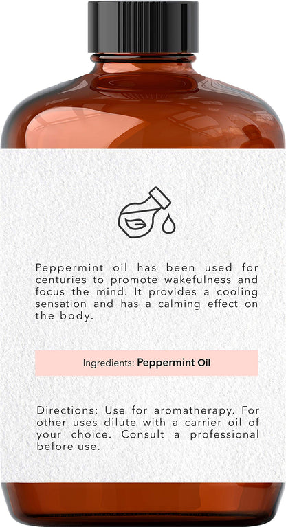 Brooklyn Botany Peppermint Essential Oil - Huge 4 Fl Oz - 100% Pure and Natural - Premium Grade