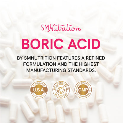 Boric Acid Suppositories for Women | 600mg | for pH Balance, Vaginal Odor & Itching | Feminine Hygiene
