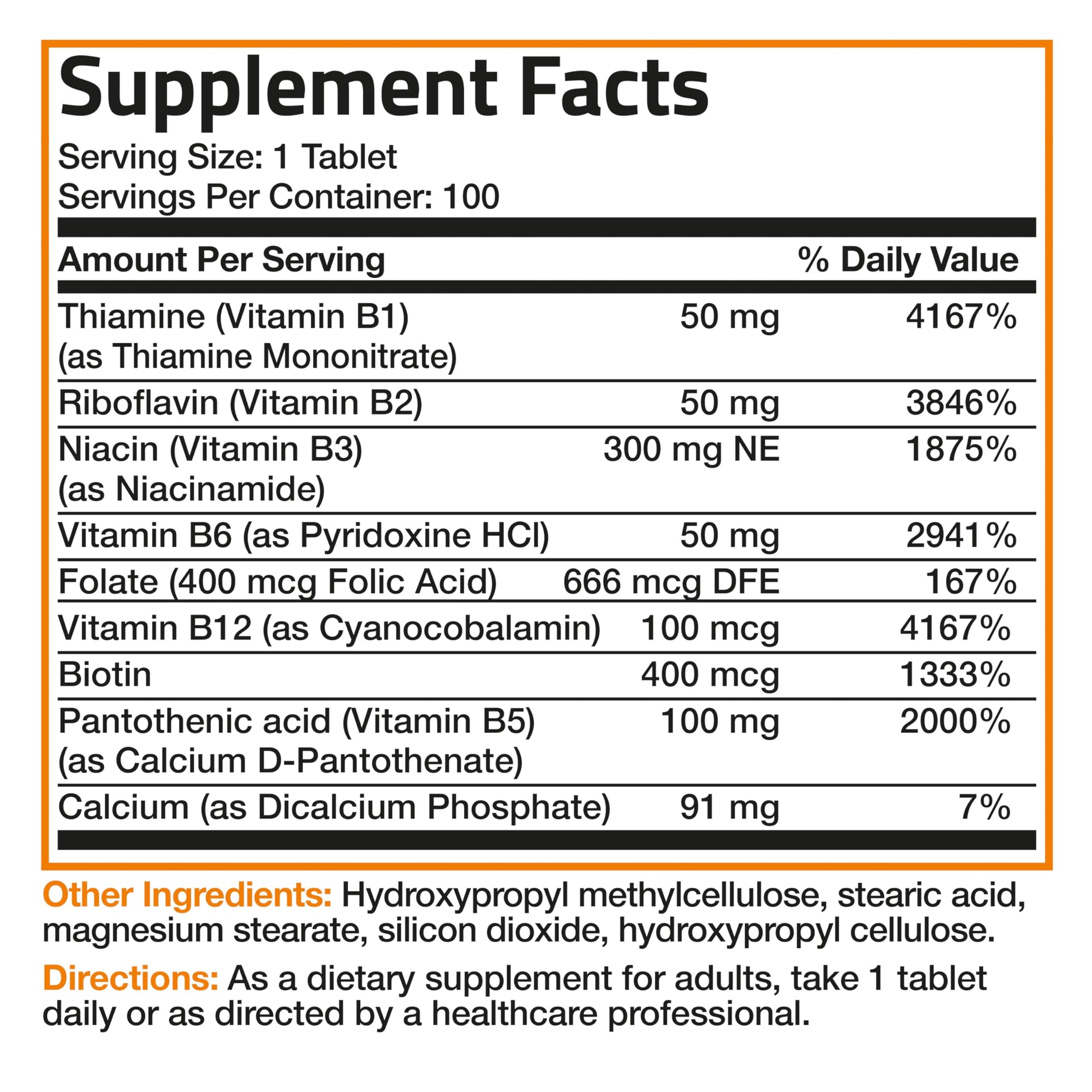 Bronson Super B Vitamin B Complex Sustained Slow Release Vitamin B1, B2, B3, B6, B9 Bronson