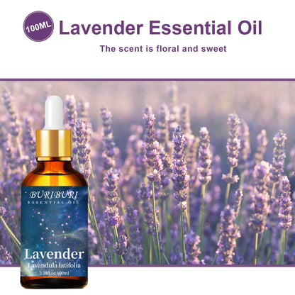 BURIBURI Lavender Essential Oil 100ML, 100% Pure Undiluted, Natural, Organic Aromatherapy Oil Lavender Oils