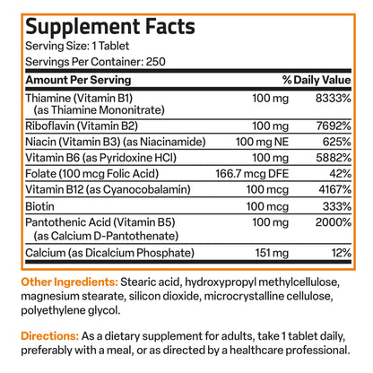 Bronson Super B 100 Vitamin B Complex Sustained Release Contains All B Vitamins Bronson