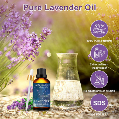 BURIBURI Lavender Essential Oil 100ML, 100% Pure Undiluted, Natural, Organic Aromatherapy Oil Lavender Oils