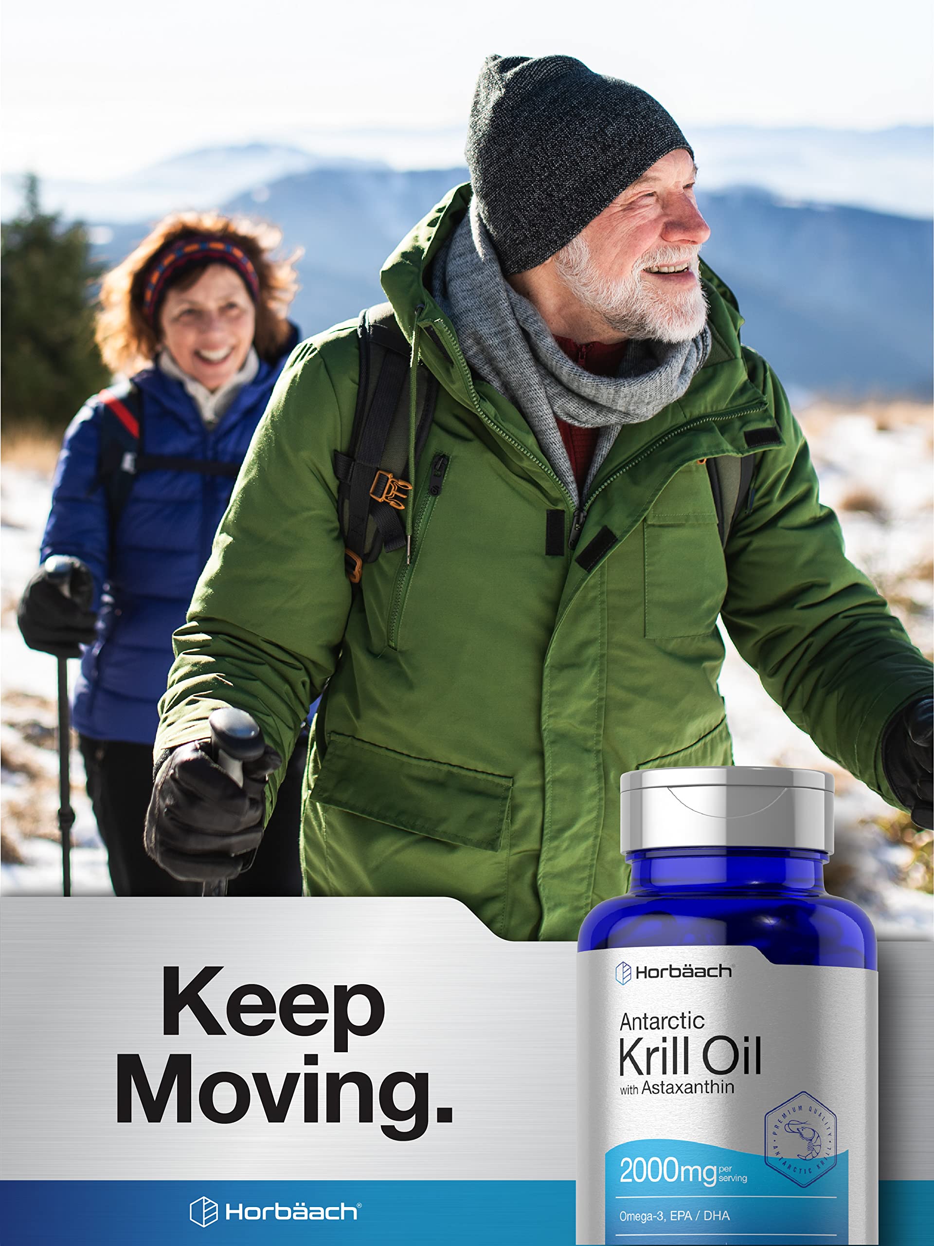 Horbäach Antarctic Krill Oil 2000mg | 60 Softgel Capsules | Omega-3, EPA, DHA Supplemen