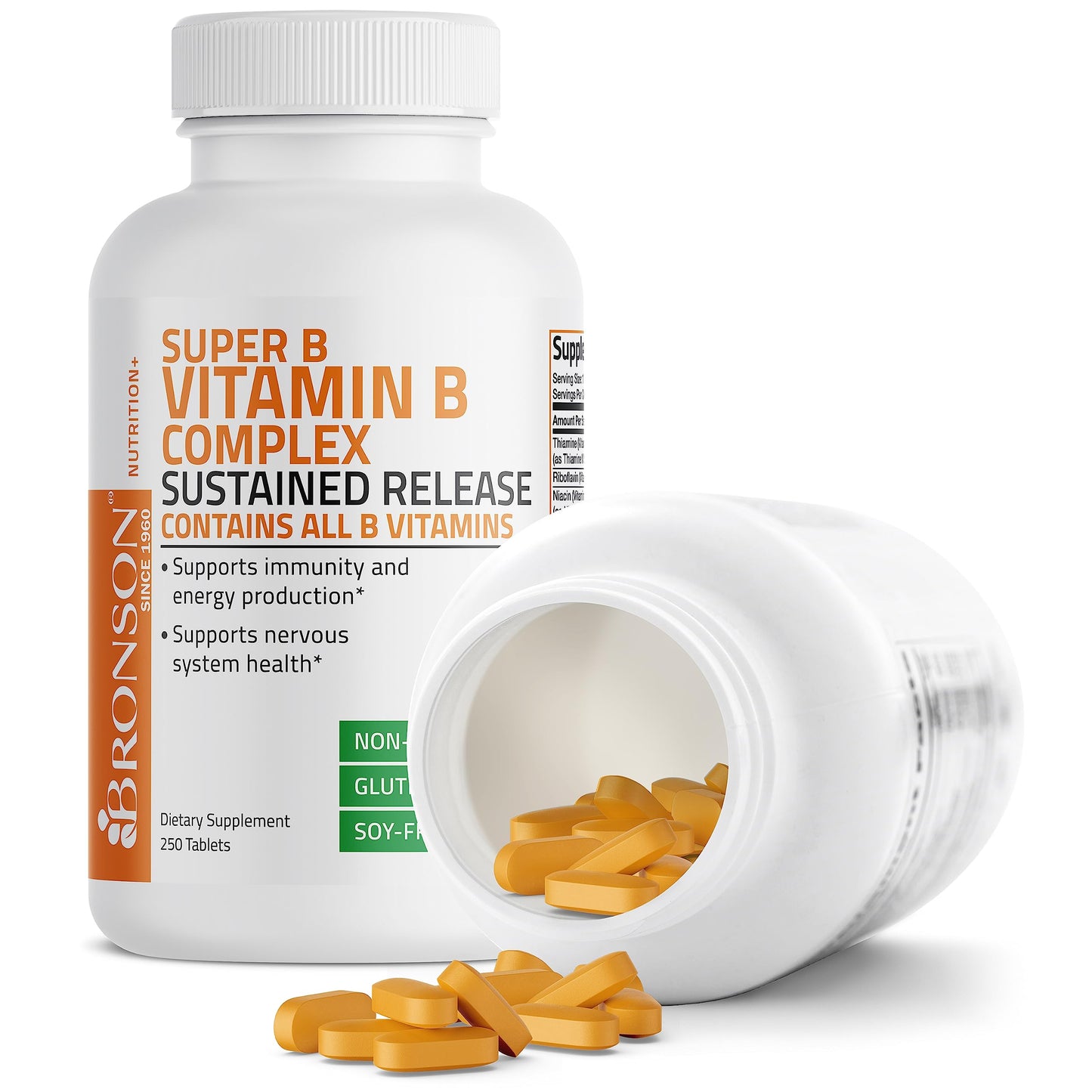 Bronson Super B Vitamin B Complex Sustained Slow Release Vitamin B1, B2, B3, B6, B9 Bronson