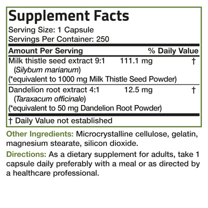Bronson Milk Thistle Silymarin Marianum & Dandelion Root Liver Health Support Bronson