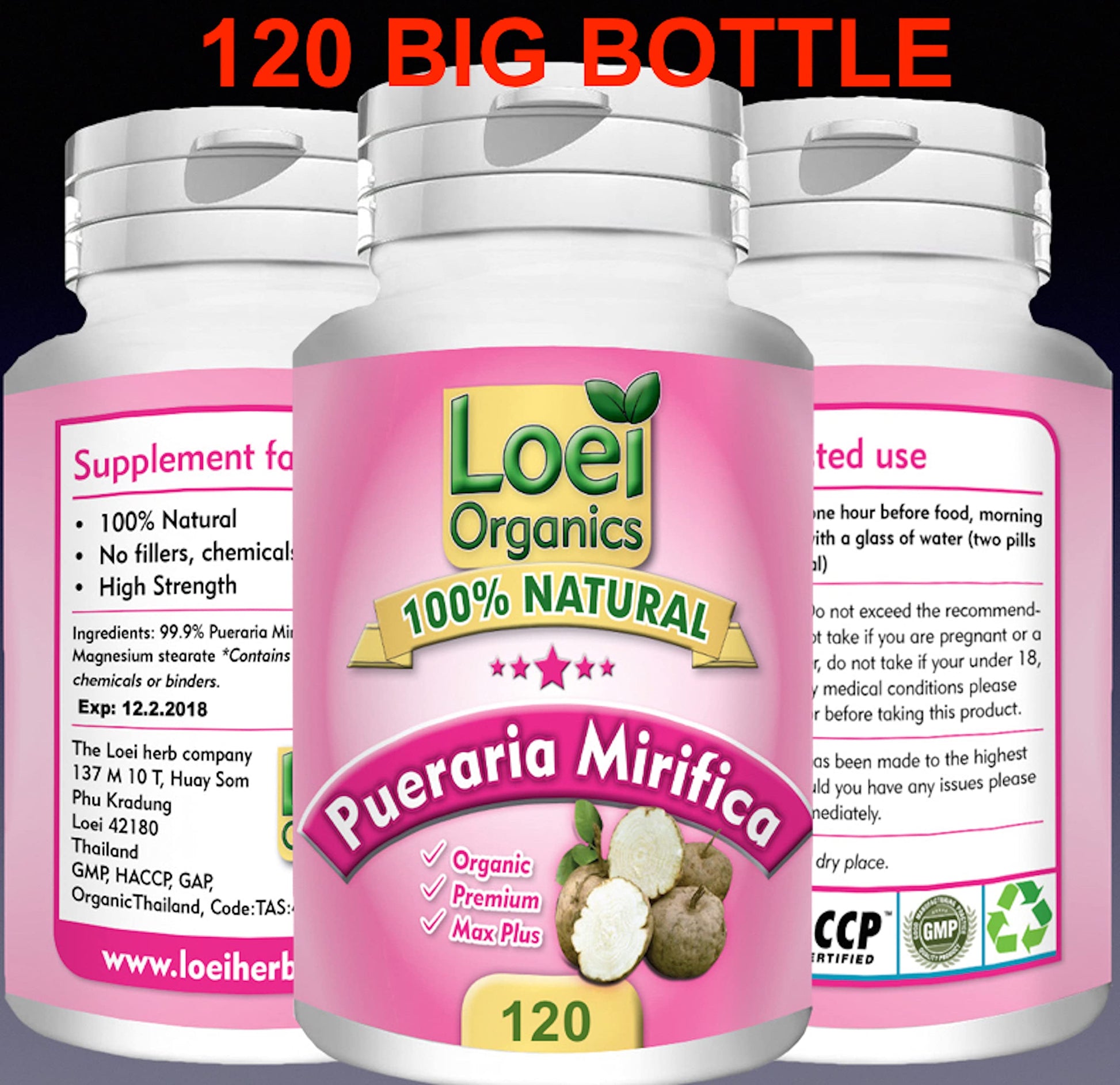 120 Potent Pueraria Mirifica Herbal FEMINIZER Pills Female Breast Enlargement Ladyboy My Store