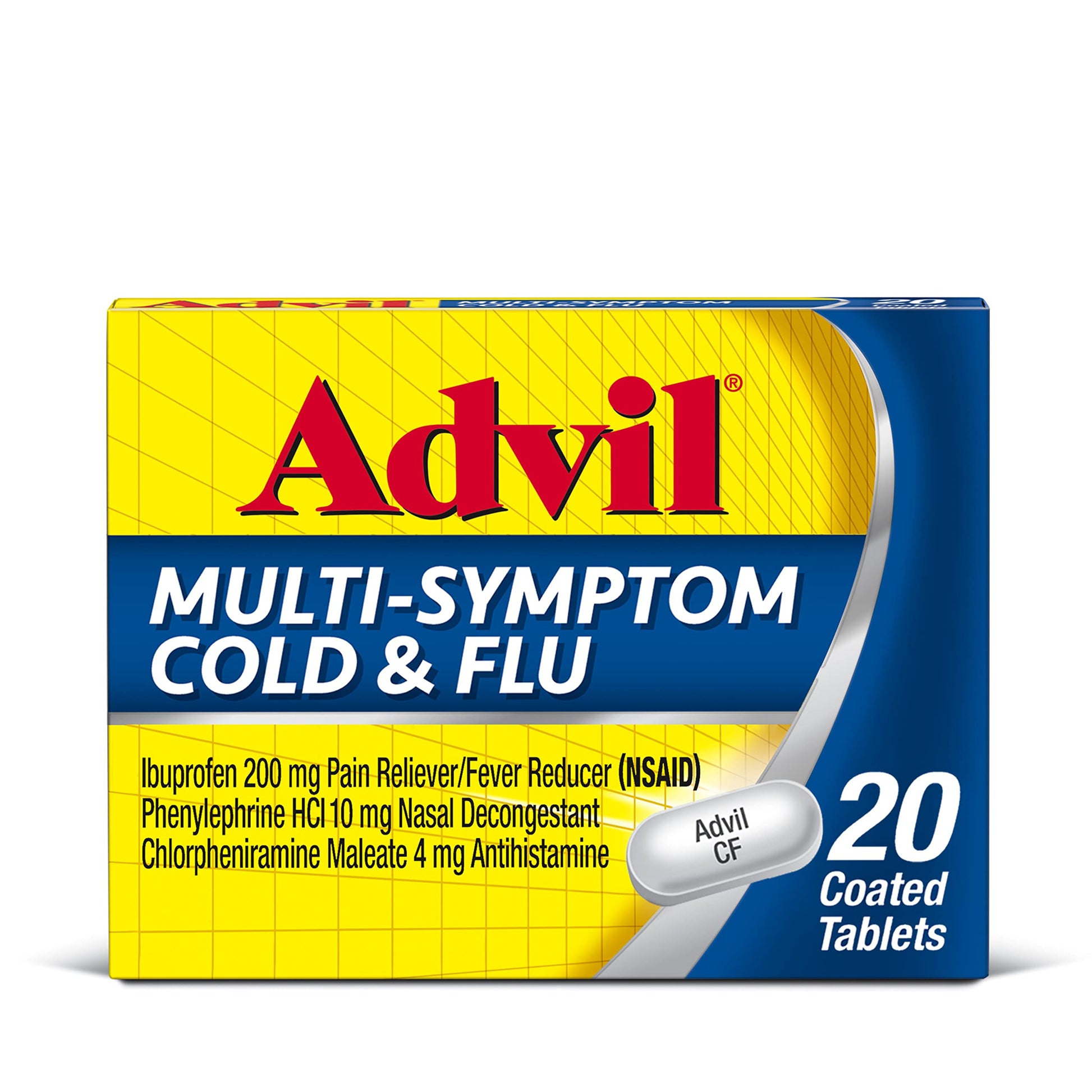 Advil Multi Symptom Cold and Flu Medicine, Cold Medicine for Adults with Ibuprofen, Phenylephrine HCL