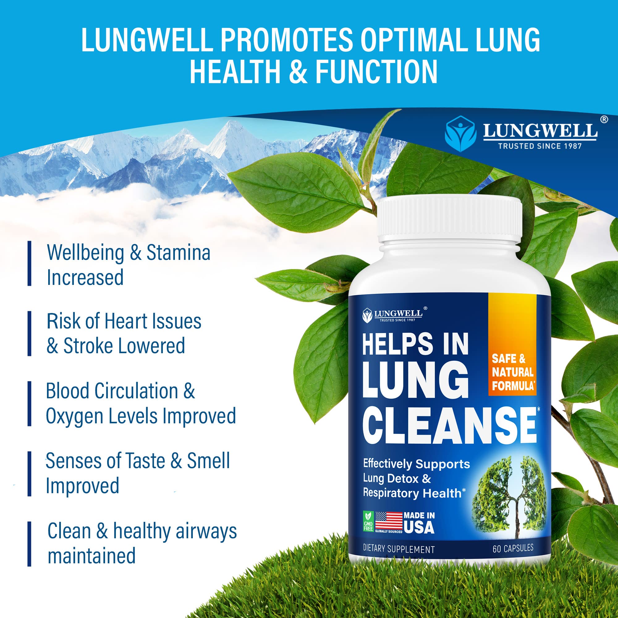 LUNGWELL Quit Smoking Aid - Made in USA - Helps to Clear Lungs & Stop