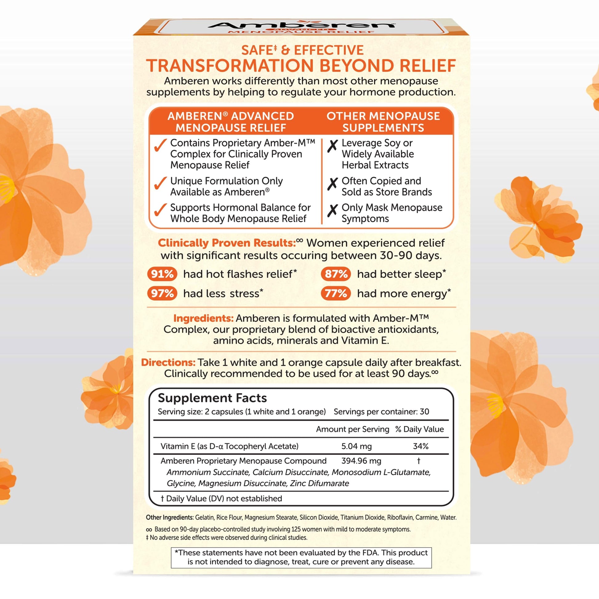 Amberen: Safe Multi-Symptom Menopause Relief. Clinically Shown to Relieve 12 Menopause Symptoms Amberen