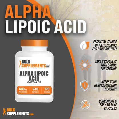 BULKSUPPLEMENTS.COM Alpha Lipoic Acid Capsules - ALA Supplement, Alpha Lipoic