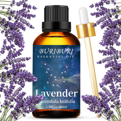 BURIBURI Lavender Essential Oil 100ML, 100% Pure Undiluted, Natural, Organic Aromatherapy Oil Lavender Oils