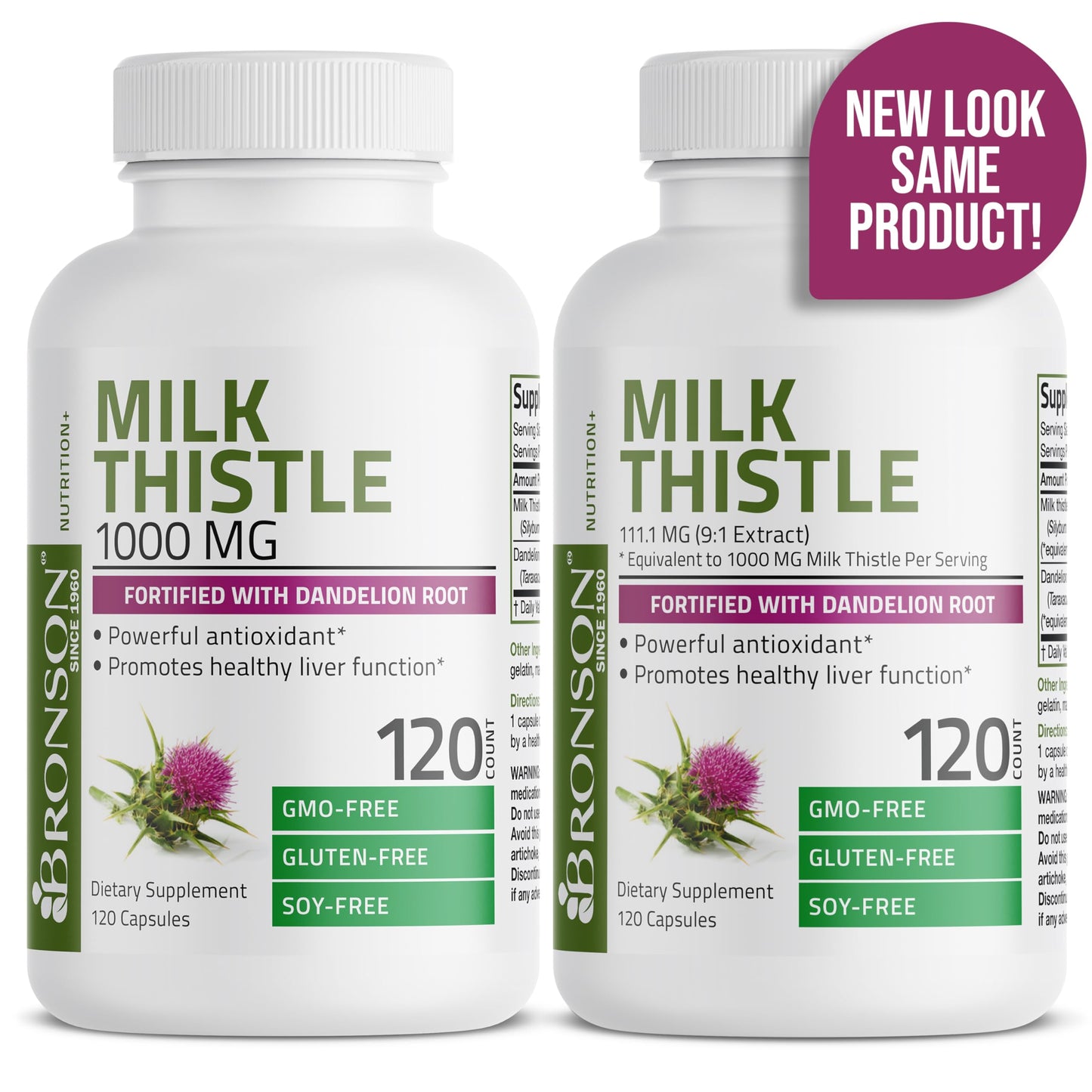 Bronson Milk Thistle Silymarin Marianum & Dandelion Root Liver Health Support Bronson