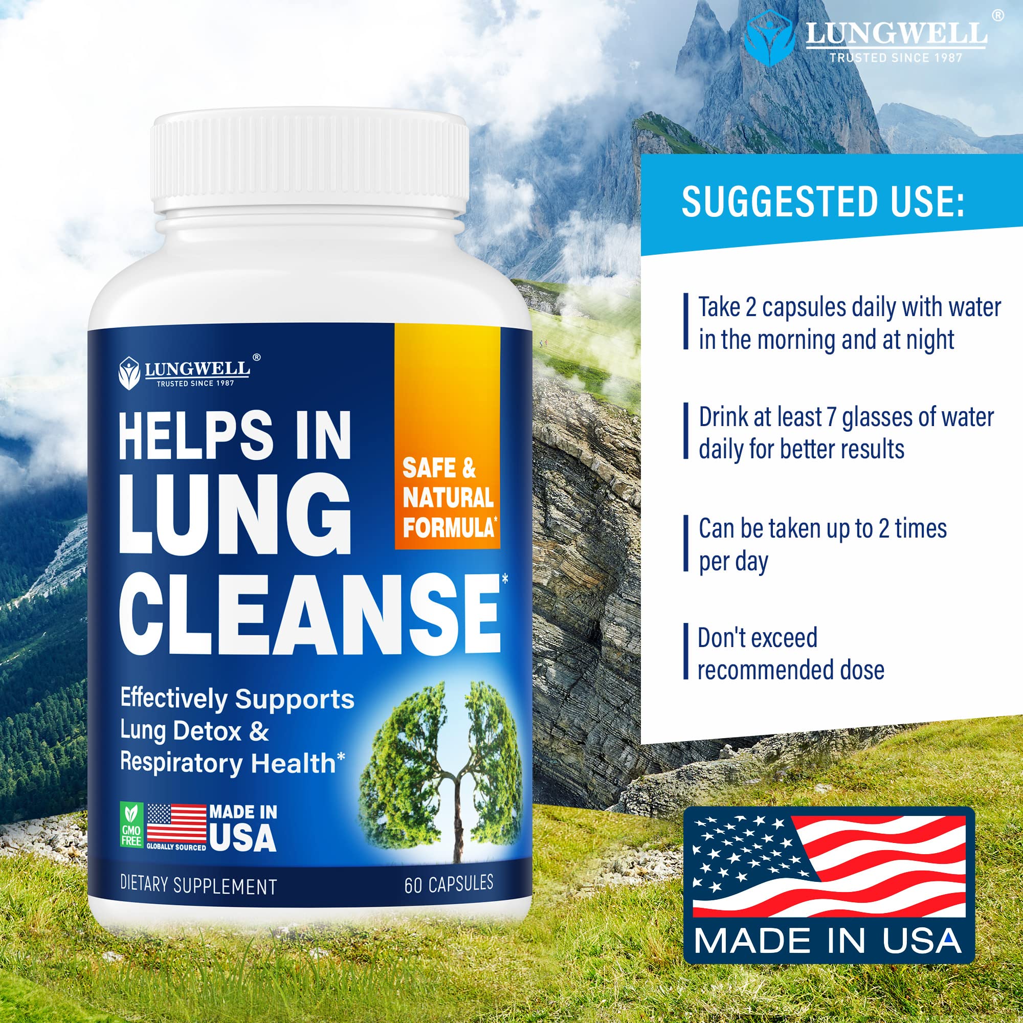 LUNGWELL Quit Smoking Aid - Made in USA - Helps to Clear Lungs & Stop