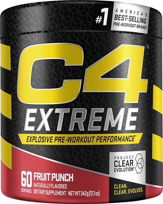 C4 Extreme Pre Workout Powder Fruit Punch | Preworkout Energy Supplement for Men 
